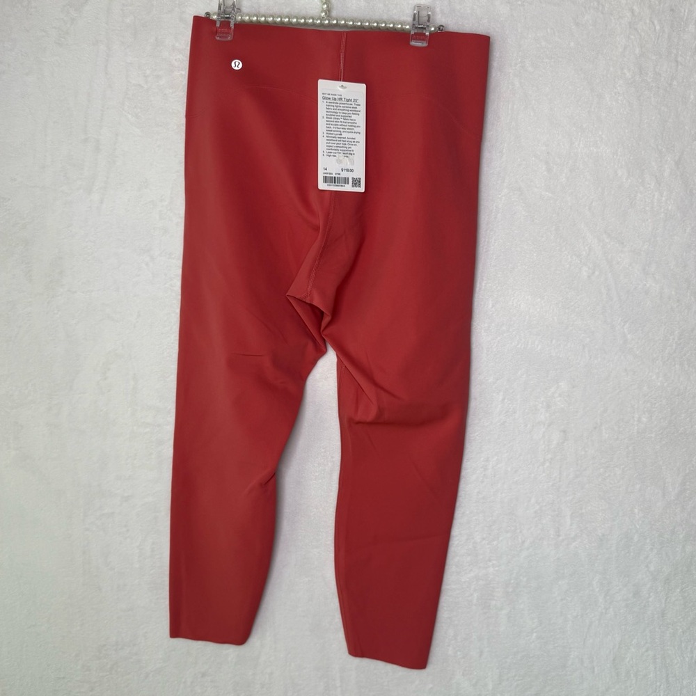Lululemon Glow Up HR Tight 25" Leggings DTRE Desert Red LW5FZES Size 14 NWT